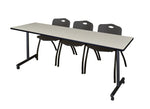 Regency Kobe Professional Mobile T - Base Training Table & 3 M Stack Chairs 84