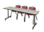 Regency Kobe Professional Mobile T - Base Training Table & 3 M Stack Chairs 84
