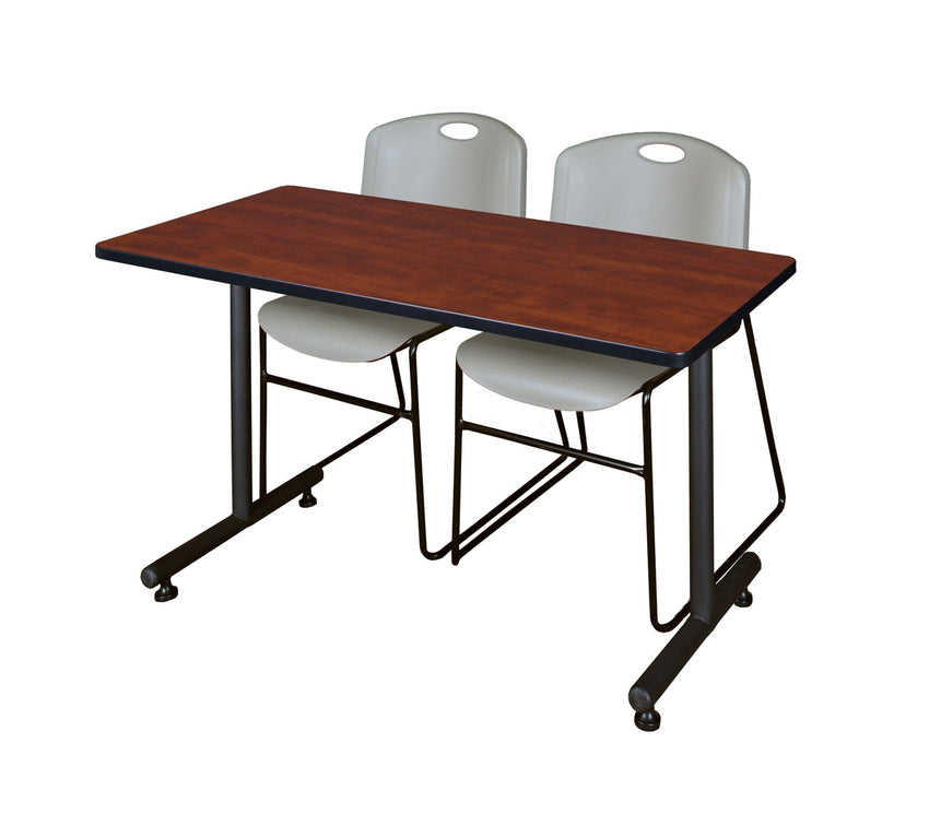 Regency Kobe Professional T - Base Training Table & 2 Zeng Stack Chairs 48"W x 24"D x 29"H (REG - MKTRCT4824 - ZNG) - SchoolOutlet
