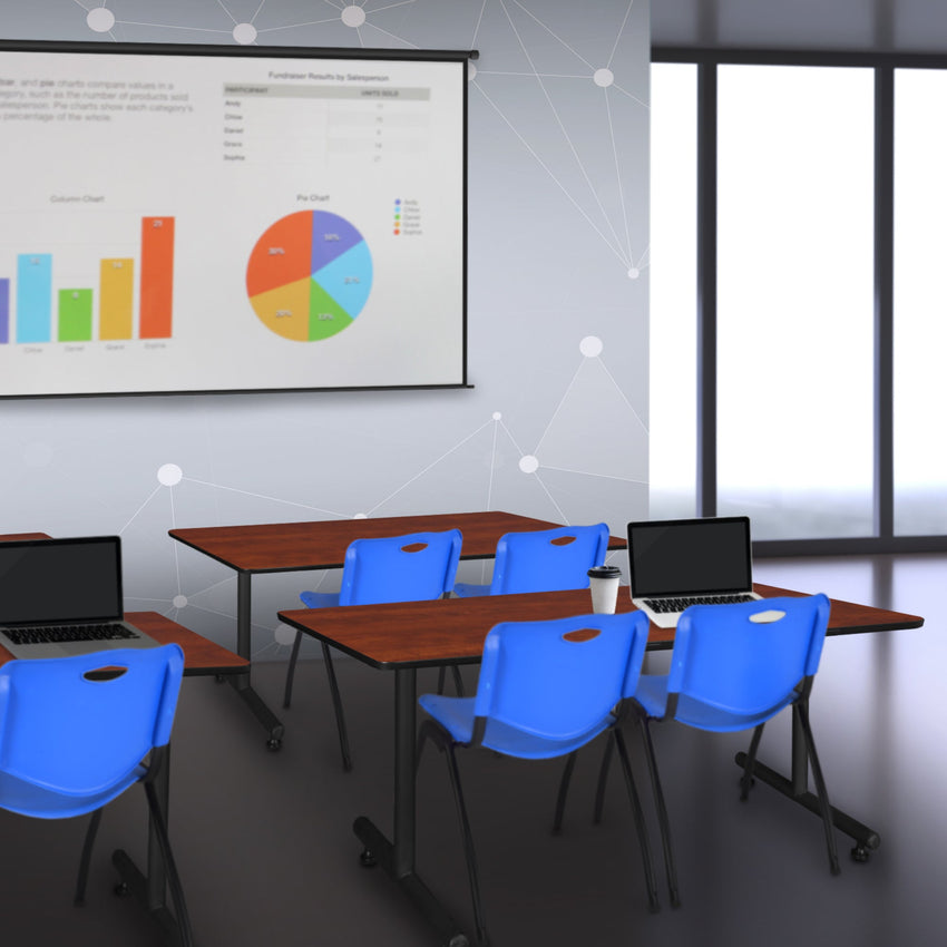 Regency Kobe Professional T - Base Training Seminar Table & 2 M Stack Chairs 48"W x 24"D x 29"H (REG - MKTRCT4824 - 2M) - SchoolOutlet