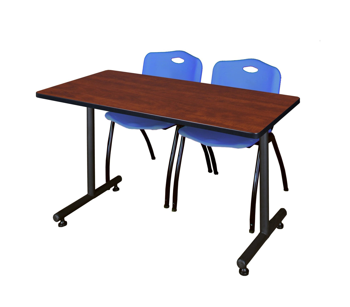 Regency Kobe Professional T - Base Training Seminar Table & 2 M Stack Chairs 48"W x 24"D x 29"H (REG - MKTRCT4824 - 2M) - SchoolOutlet