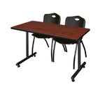 Regency Kobe Professional T - Base Training Seminar Table & 2 M Stack Chairs 48