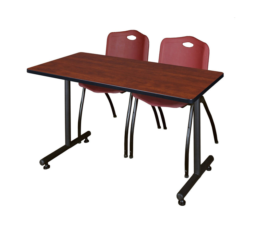 Regency Kobe Professional T - Base Training Seminar Table & 2 M Stack Chairs 48"W x 24"D x 29"H (REG - MKTRCT4824 - 2M) - SchoolOutlet
