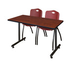 Regency Kobe Professional T - Base Training Seminar Table & 2 M Stack Chairs 48