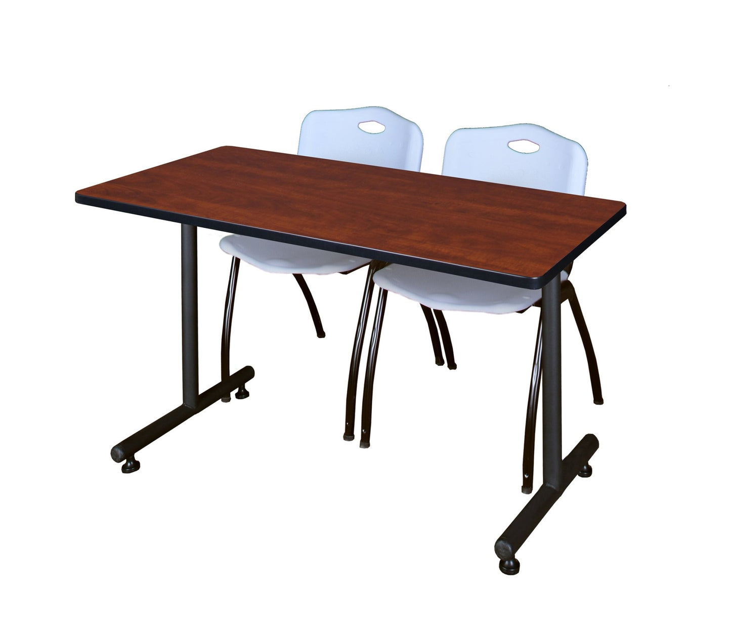 Regency Kobe Professional T - Base Training Seminar Table & 2 M Stack Chairs 48"W x 24"D x 29"H (REG - MKTRCT4824 - 2M) - SchoolOutlet