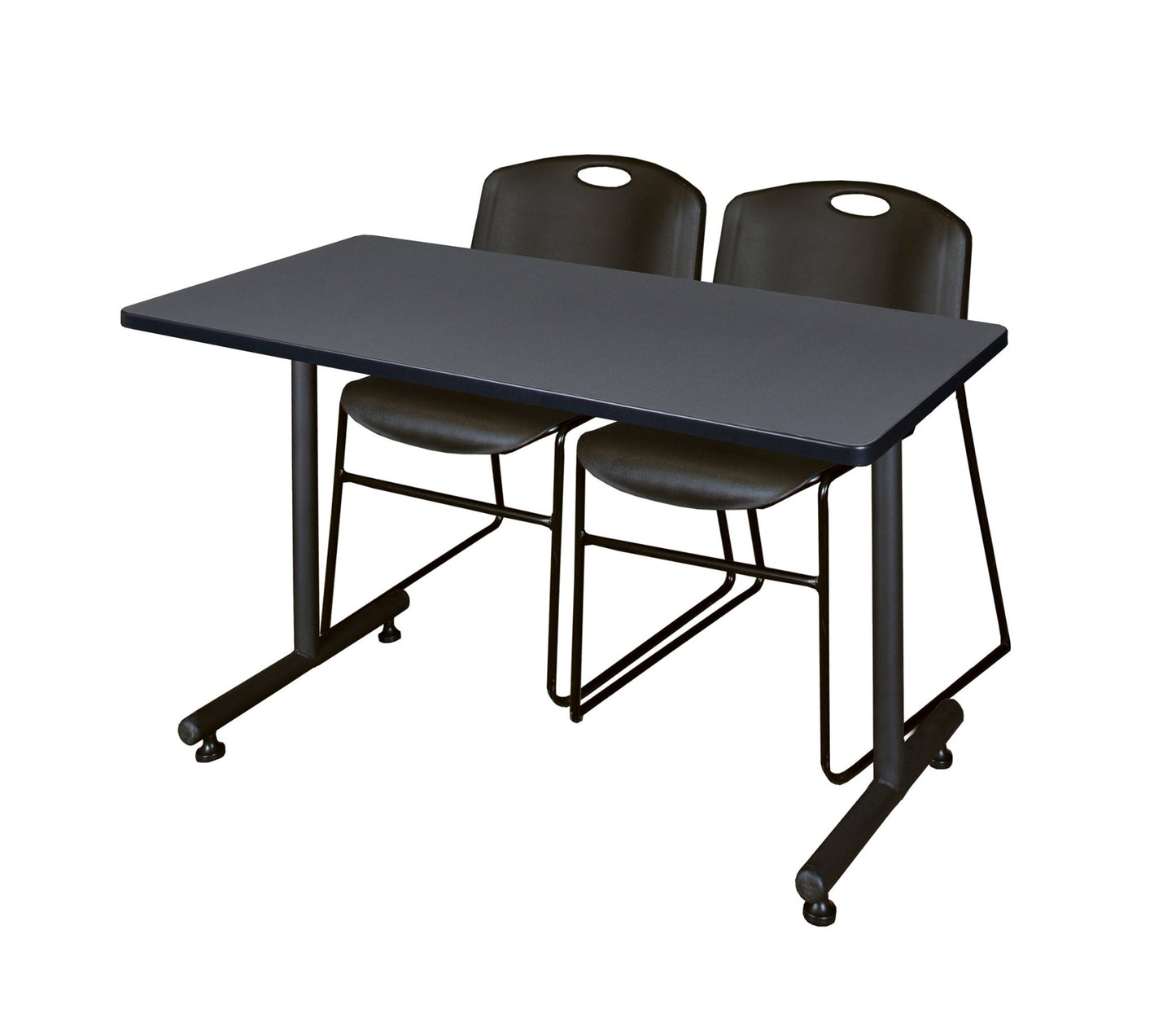 Regency Kobe Professional T - Base Training Table & 2 Zeng Stack Chairs 48"W x 24"D x 29"H (REG - MKTRCT4824 - ZNG) - SchoolOutlet