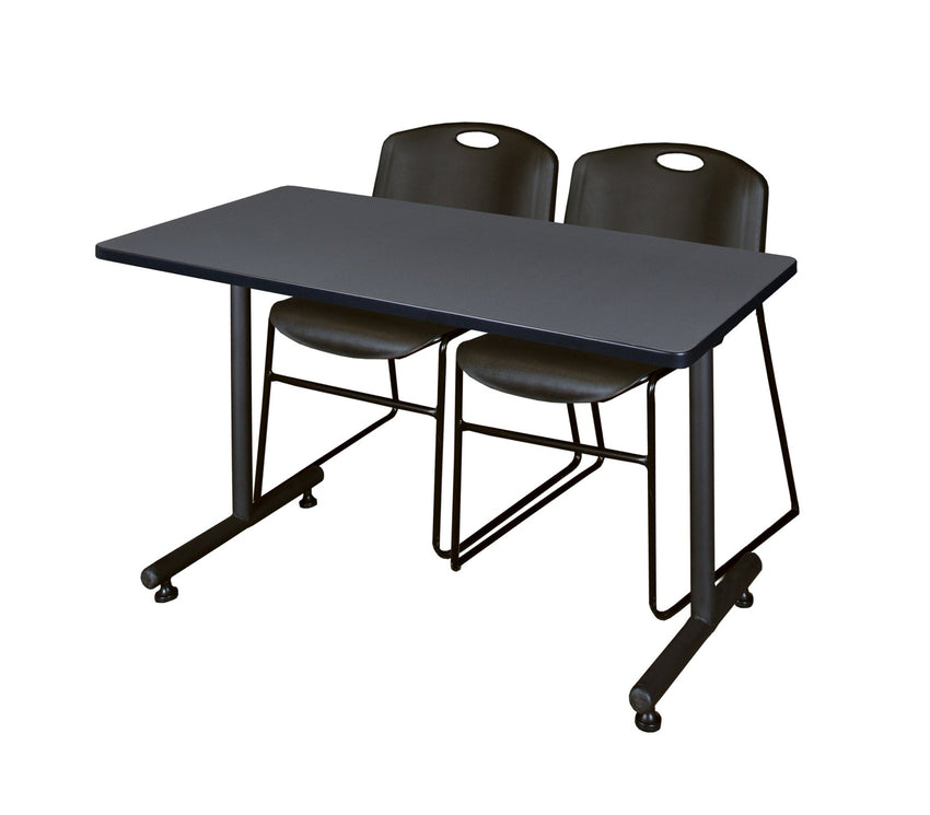 Regency Kobe Professional T - Base Training Table & 2 Zeng Stack Chairs 48"W x 24"D x 29"H (REG - MKTRCT4824 - ZNG) - SchoolOutlet