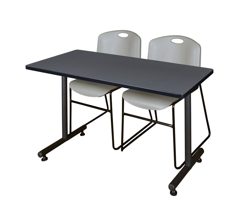 Regency Kobe Professional T - Base Training Table & 2 Zeng Stack Chairs 48"W x 24"D x 29"H (REG - MKTRCT4824 - ZNG) - SchoolOutlet