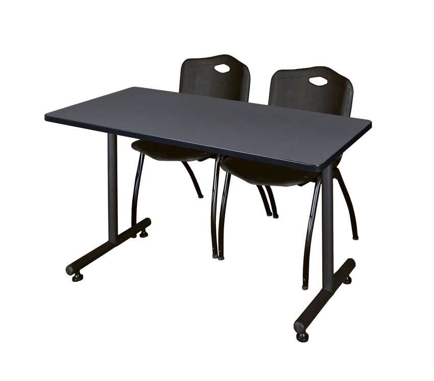 Regency Kobe Professional T - Base Training Seminar Table & 2 M Stack Chairs 48"W x 24"D x 29"H (REG - MKTRCT4824 - 2M) - SchoolOutlet