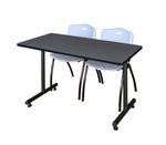 Regency Kobe Professional T - Base Training Seminar Table & 2 M Stack Chairs 48