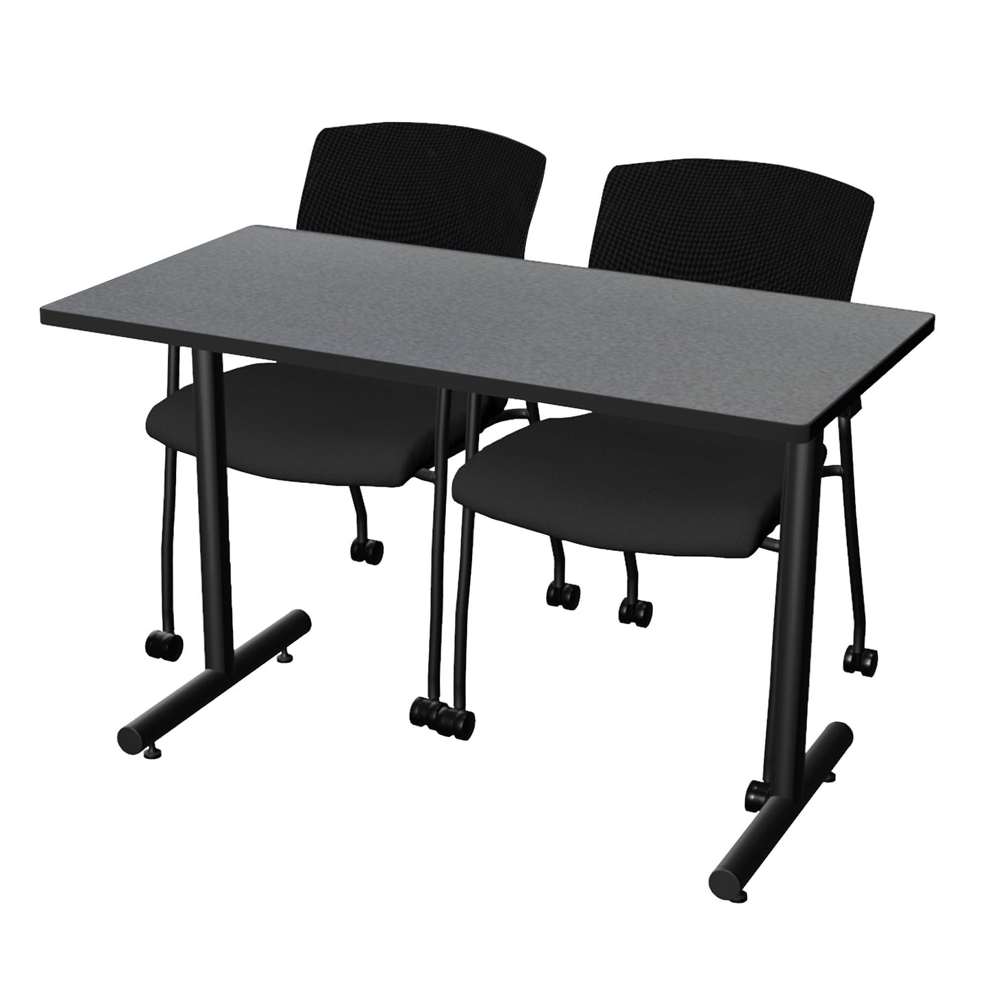 Regency Kobe Professional T - Base Training Seminar Table & 2 Knight Mesh Chairs 48"W x 24"D x 29"H (REG - MKTRCT4824 - KNM) - SchoolOutlet