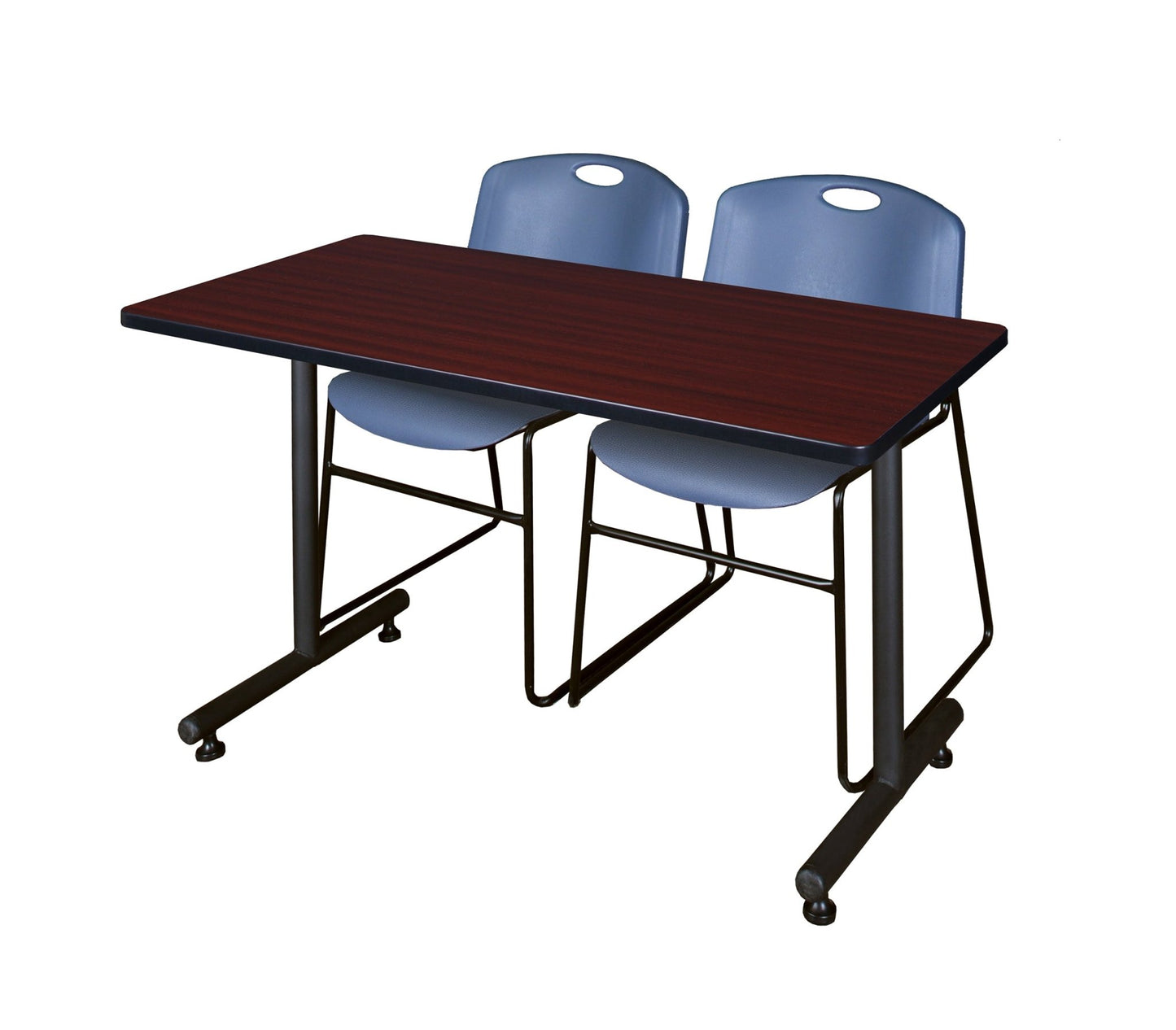 Regency Kobe Professional T - Base Training Table & 2 Zeng Stack Chairs 48"W x 24"D x 29"H (REG - MKTRCT4824 - ZNG) - SchoolOutlet