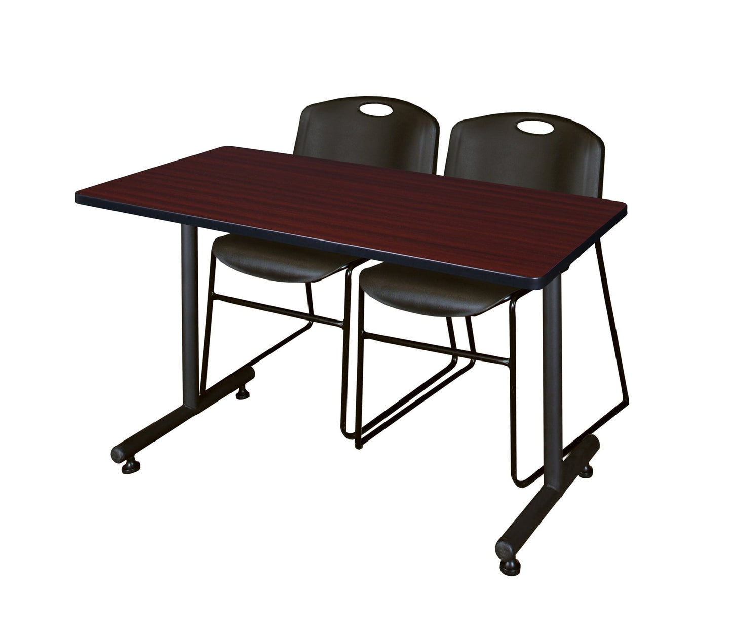 Regency Kobe Professional T - Base Training Table & 2 Zeng Stack Chairs 48"W x 24"D x 29"H (REG - MKTRCT4824 - ZNG) - SchoolOutlet