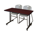 Regency Kobe Professional T - Base Training Table & 2 Zeng Stack Chairs 48