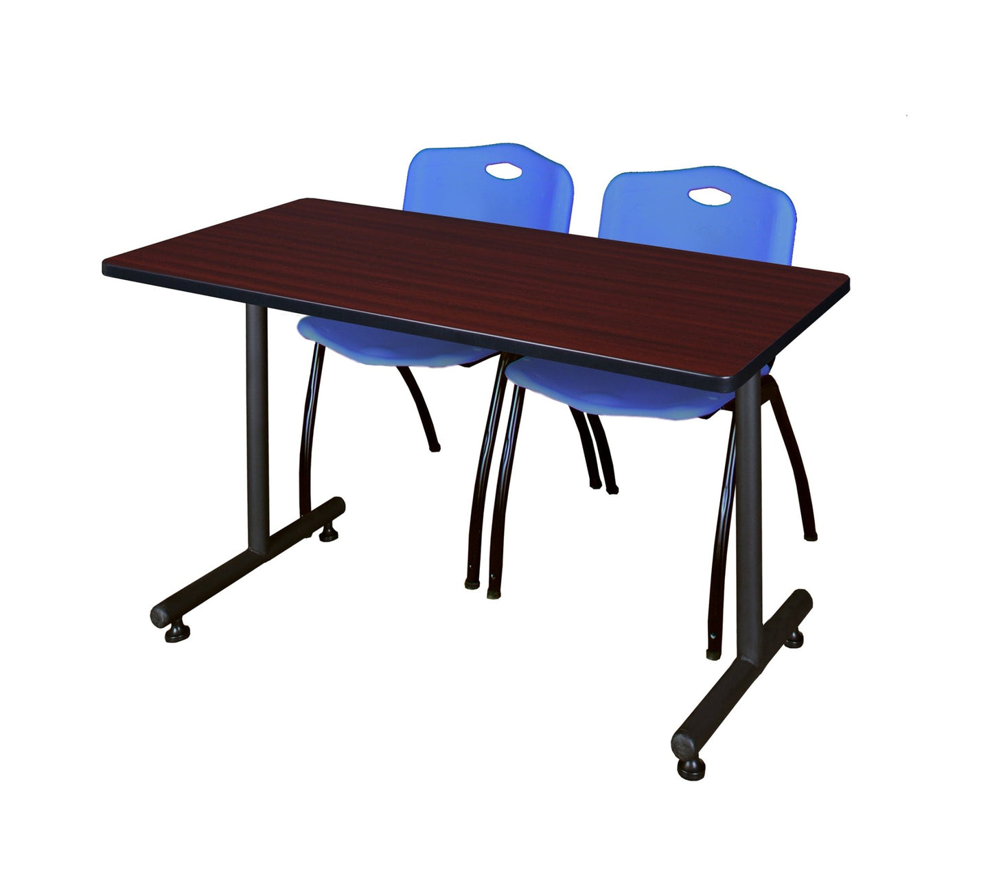 Regency Kobe Professional T - Base Training Seminar Table & 2 M Stack Chairs 48"W x 24"D x 29"H (REG - MKTRCT4824 - 2M) - SchoolOutlet