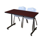 Regency Kobe Professional T - Base Training Seminar Table & 2 M Stack Chairs 48