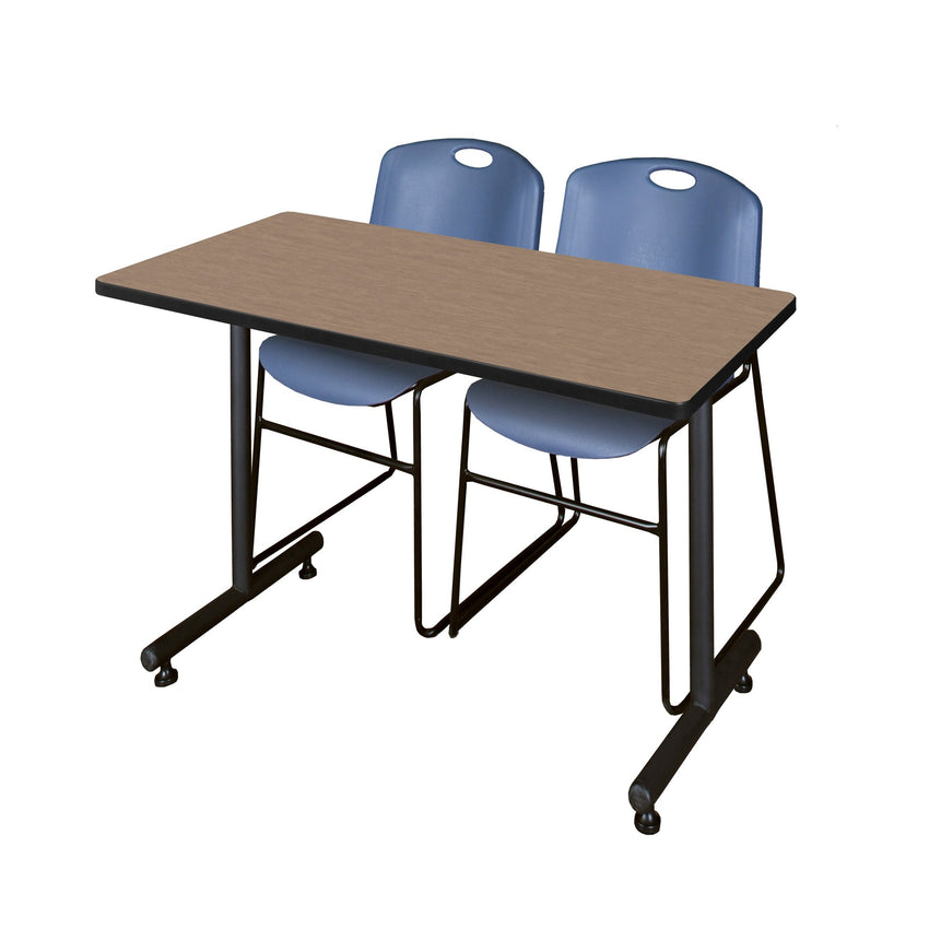 Regency Kobe Professional T - Base Training Table & 2 Zeng Stack Chairs 48"W x 24"D x 29"H (REG - MKTRCT4824 - ZNG) - SchoolOutlet