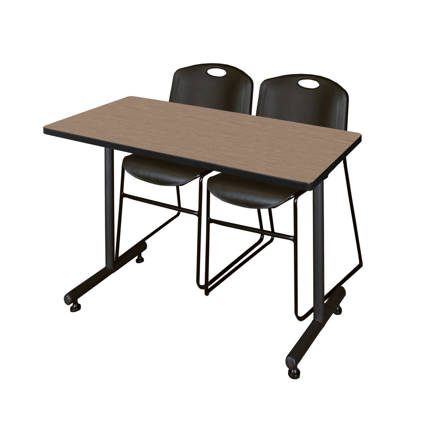 Regency Kobe Professional T - Base Training Table & 2 Zeng Stack Chairs 48"W x 24"D x 29"H (REG - MKTRCT4824 - ZNG) - SchoolOutlet