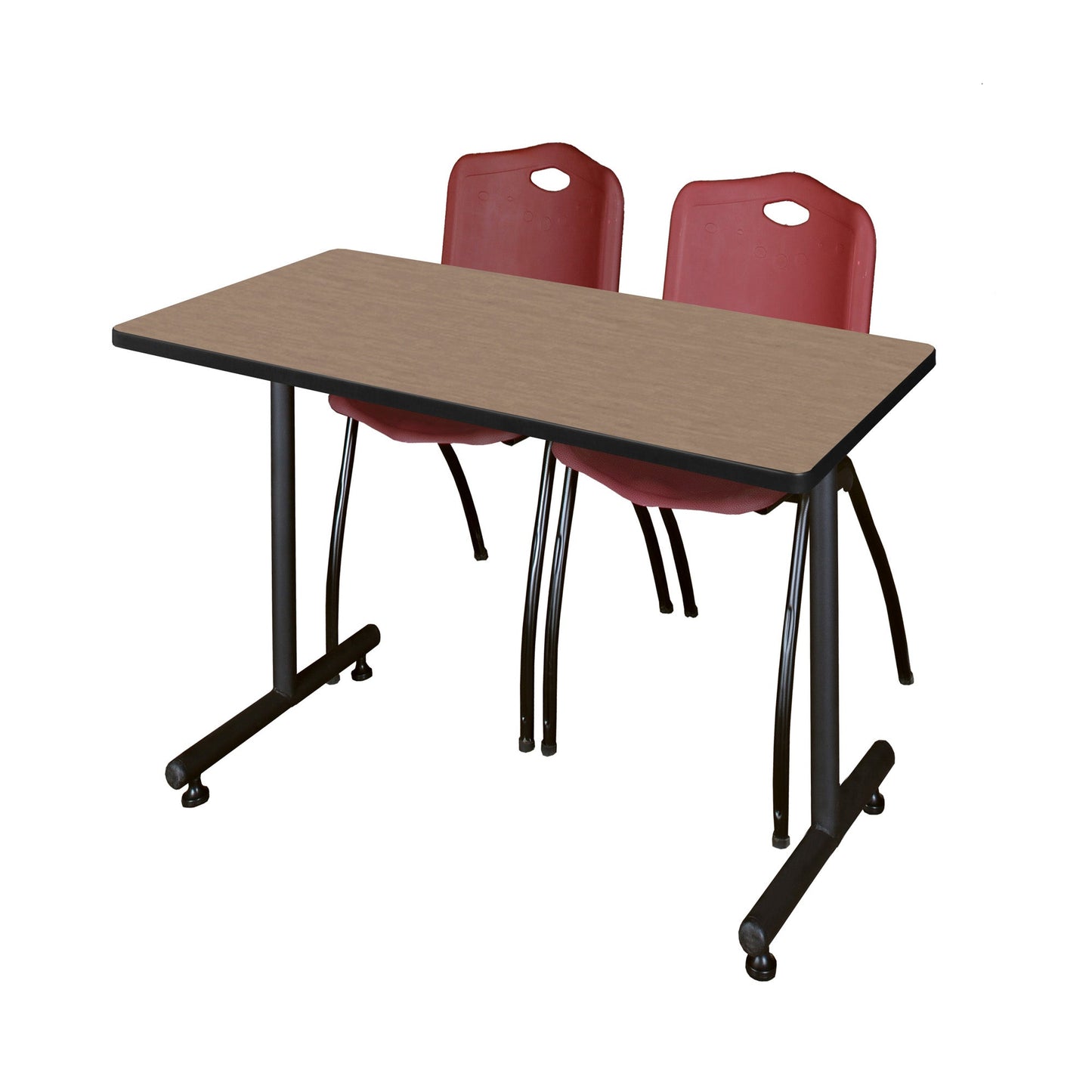 Regency Kobe Professional T - Base Training Seminar Table & 2 M Stack Chairs 48"W x 24"D x 29"H (REG - MKTRCT4824 - 2M) - SchoolOutlet