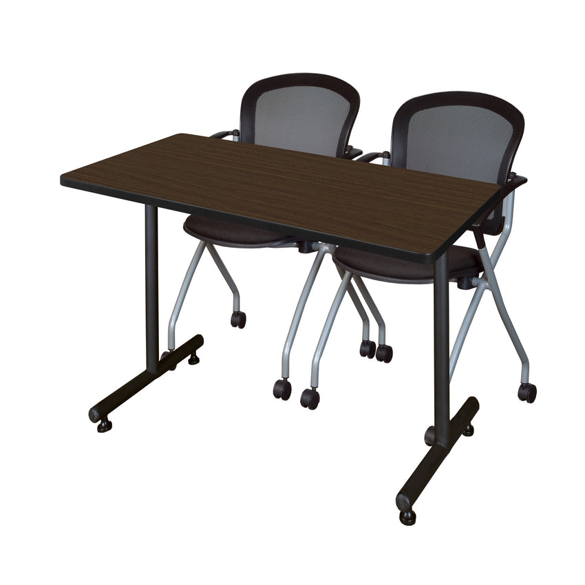 Regency Kobe Professional T - Base Training Seminar Table & 2 Cadence Nesting Chairs 48"W x 24"D x 29"H (REG - MKTRCT4824 - CAD) - SchoolOutlet
