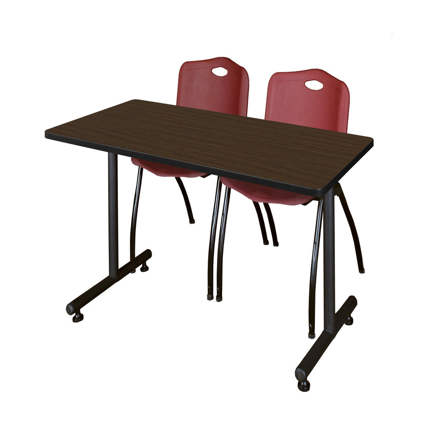Regency Kobe Professional T - Base Training Seminar Table & 2 M Stack Chairs 48"W x 24"D x 29"H (REG - MKTRCT4824 - 2M) - SchoolOutlet