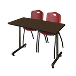 Regency Kobe Professional T - Base Training Seminar Table & 2 M Stack Chairs 48