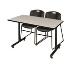Regency Kobe Professional T - Base Training Table & 2 Zeng Stack Chairs 48