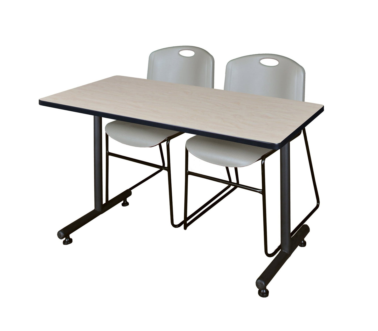 Regency Kobe Professional T - Base Training Table & 2 Zeng Stack Chairs 48"W x 24"D x 29"H (REG - MKTRCT4824 - ZNG) - SchoolOutlet