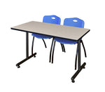 Regency Kobe Professional T - Base Training Seminar Table & 2 M Stack Chairs 48