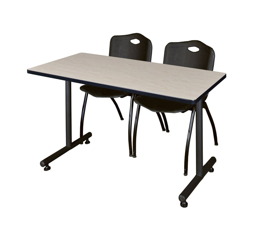 Regency Kobe Professional T - Base Training Seminar Table & 2 M Stack Chairs 48"W x 24"D x 29"H (REG - MKTRCT4824 - 2M) - SchoolOutlet