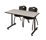 Regency Kobe Professional T - Base Training Seminar Table & 2 M Stack Chairs 48