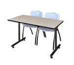 Regency Kobe Professional T - Base Training Seminar Table & 2 M Stack Chairs 48