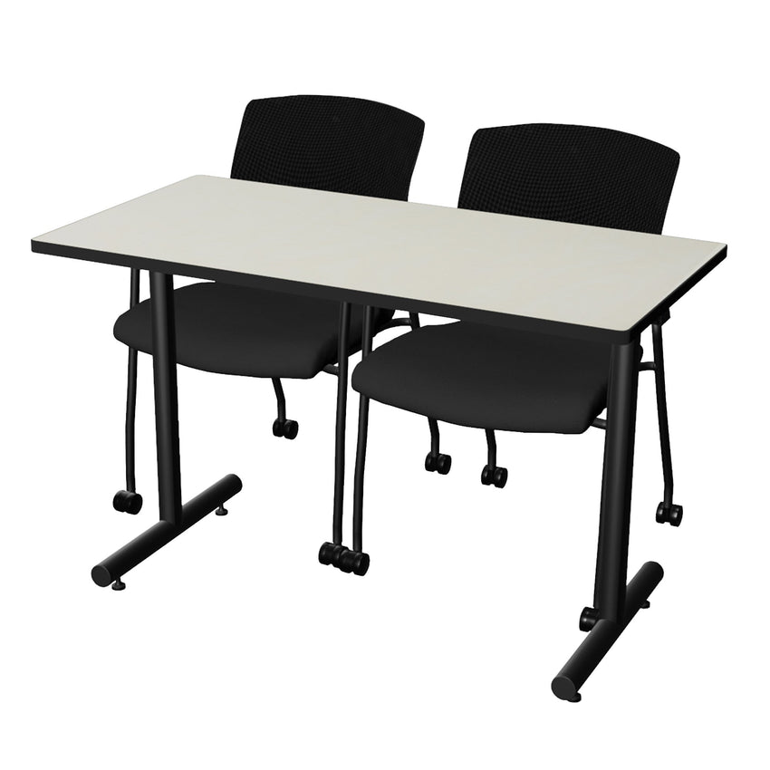 Regency Kobe Professional T - Base Training Seminar Table & 2 Knight Mesh Chairs 48"W x 24"D x 29"H (REG - MKTRCT4824 - KNM) - SchoolOutlet