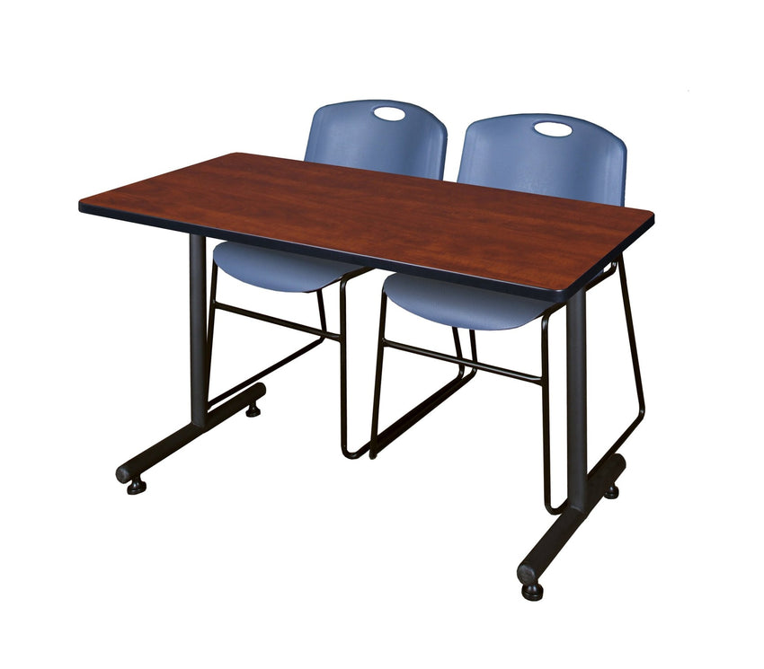 Regency Kobe Professional T - Base Training Table & 2 Zeng Stack Chairs 48"W x 30"D x 29"H (REG - MKTRCT4830 - ZNG) - SchoolOutlet