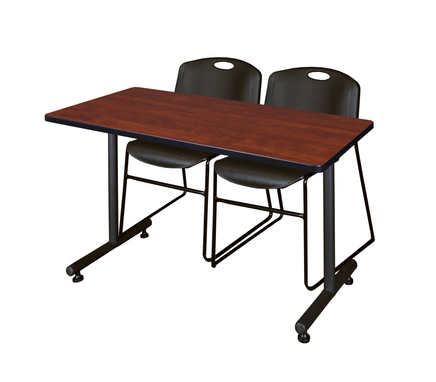 Regency Kobe Professional T - Base Training Table & 2 Zeng Stack Chairs 48"W x 30"D x 29"H (REG - MKTRCT4830 - ZNG) - SchoolOutlet