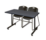 Regency Kobe Professional T - Base Training Table & 2 Zeng Stack Chairs 48