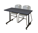 Regency Kobe Professional T - Base Training Table & 2 Zeng Stack Chairs 48