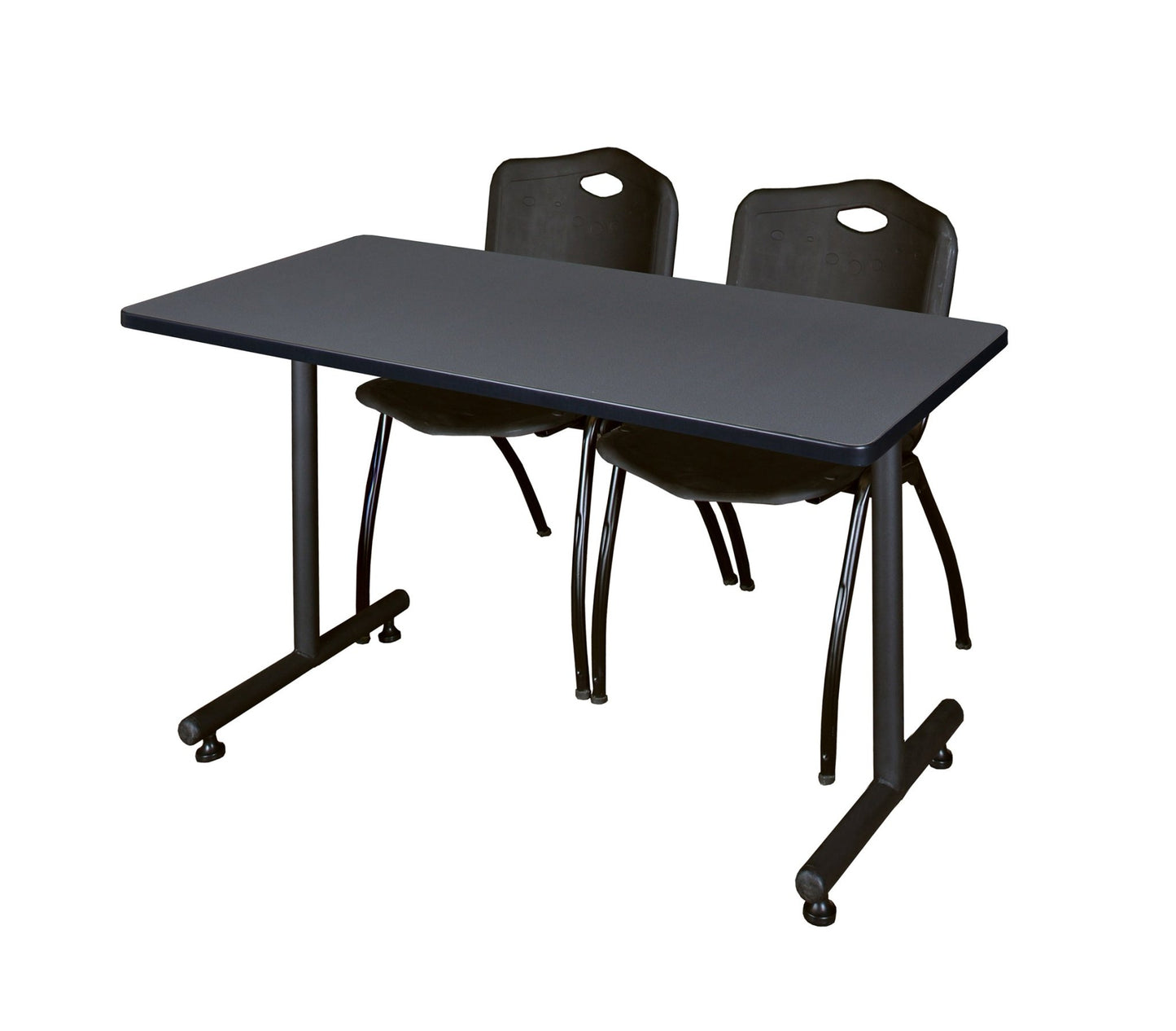 Regency Kobe Professional T - Base Training Seminar Table & 2 M Stack Chairs 48"W x 30"D x 29"H (REG - MKTRCT4830 - 2M) - SchoolOutlet