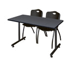 Regency Kobe Professional T - Base Training Seminar Table & 2 M Stack Chairs 48