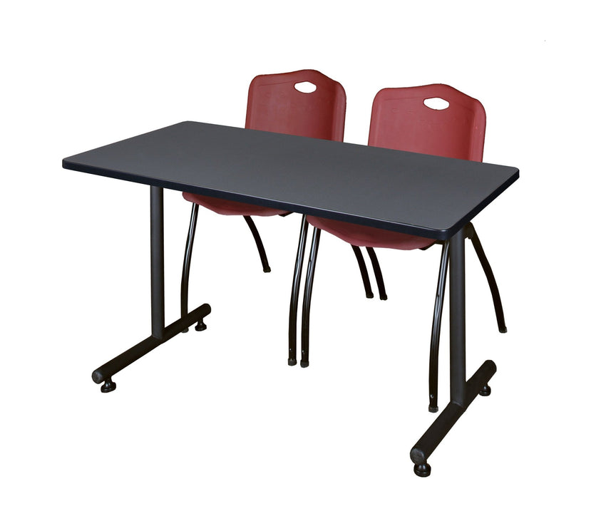 Regency Kobe Professional T - Base Training Seminar Table & 2 M Stack Chairs 48"W x 30"D x 29"H (REG - MKTRCT4830 - 2M) - SchoolOutlet