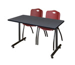 Regency Kobe Professional T - Base Training Seminar Table & 2 M Stack Chairs 48