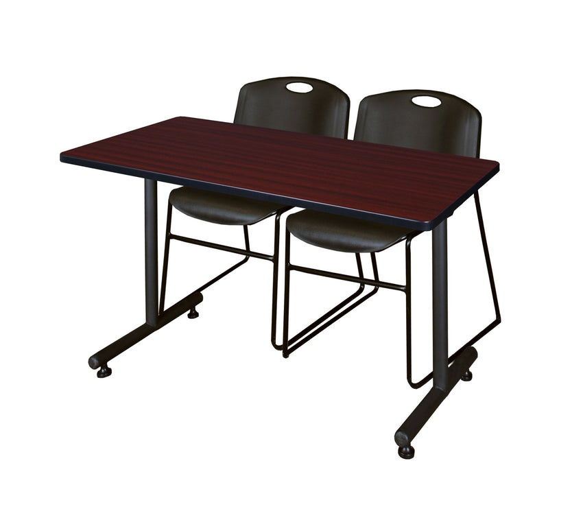 Regency Kobe Professional T - Base Training Table & 2 Zeng Stack Chairs 48"W x 30"D x 29"H (REG - MKTRCT4830 - ZNG) - SchoolOutlet