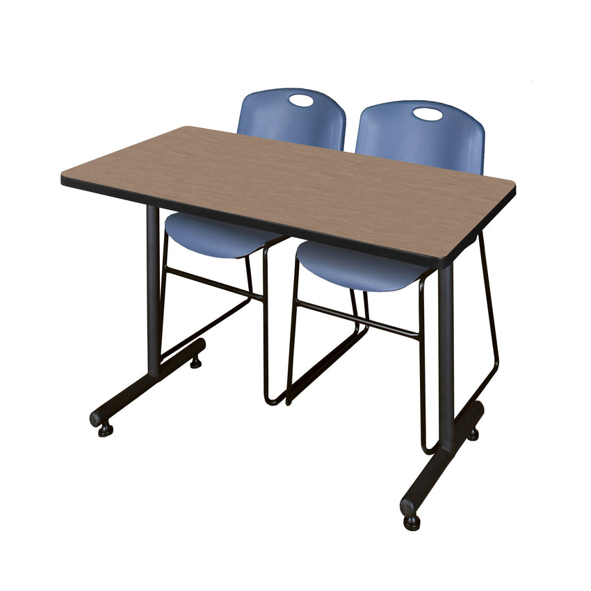 Regency Kobe Professional T - Base Training Table & 2 Zeng Stack Chairs 48"W x 30"D x 29"H (REG - MKTRCT4830 - ZNG) - SchoolOutlet