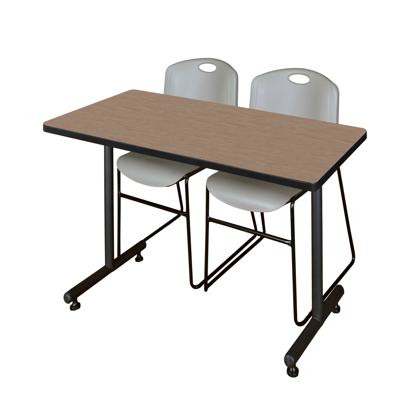 Regency Kobe Professional T - Base Training Table & 2 Zeng Stack Chairs 48"W x 30"D x 29"H (REG - MKTRCT4830 - ZNG) - SchoolOutlet