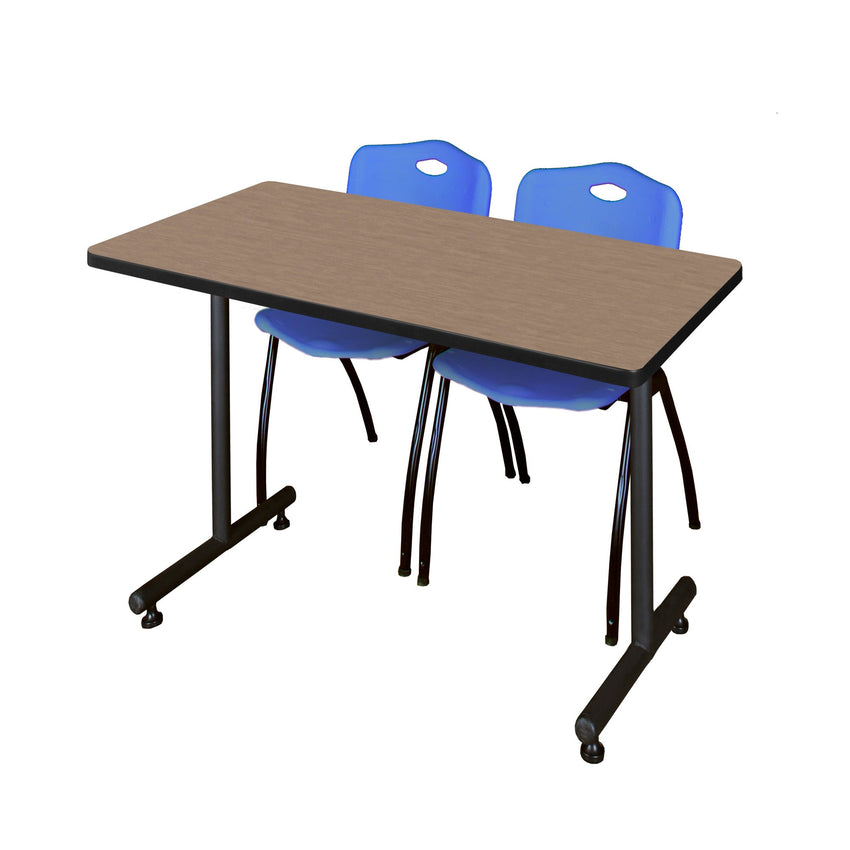 Regency Kobe Professional T - Base Training Seminar Table & 2 M Stack Chairs 48"W x 30"D x 29"H (REG - MKTRCT4830 - 2M) - SchoolOutlet