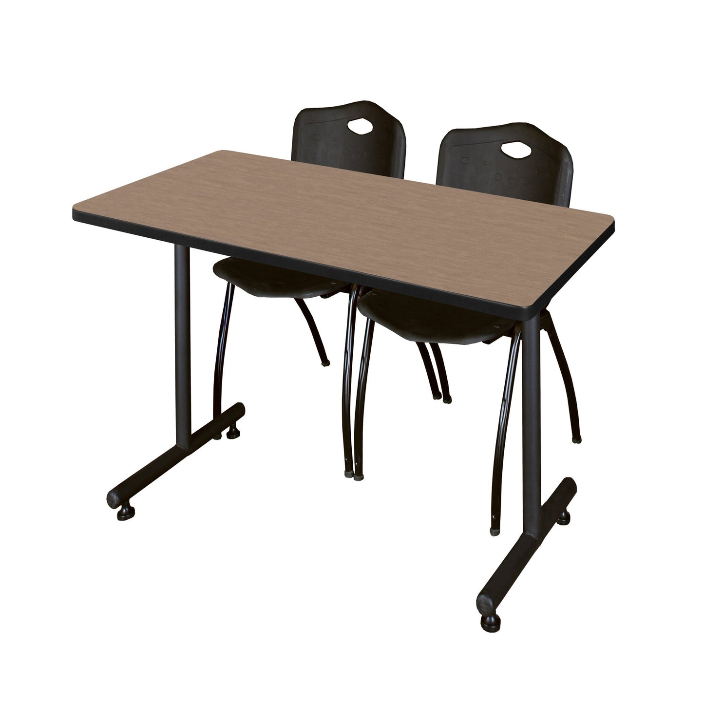 Regency Kobe Professional T - Base Training Seminar Table & 2 M Stack Chairs 48"W x 30"D x 29"H (REG - MKTRCT4830 - 2M) - SchoolOutlet
