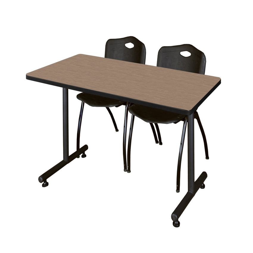 Regency Kobe Professional T - Base Training Seminar Table & 2 M Stack Chairs 48"W x 30"D x 29"H (REG - MKTRCT4830 - 2M) - SchoolOutlet