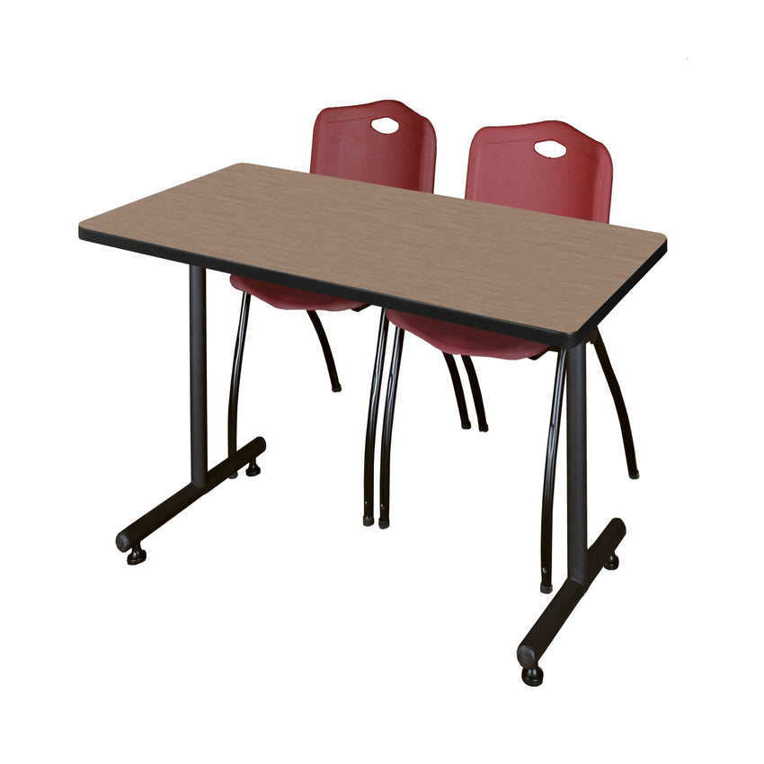 Regency Kobe Professional T - Base Training Seminar Table & 2 M Stack Chairs 48"W x 30"D x 29"H (REG - MKTRCT4830 - 2M) - SchoolOutlet