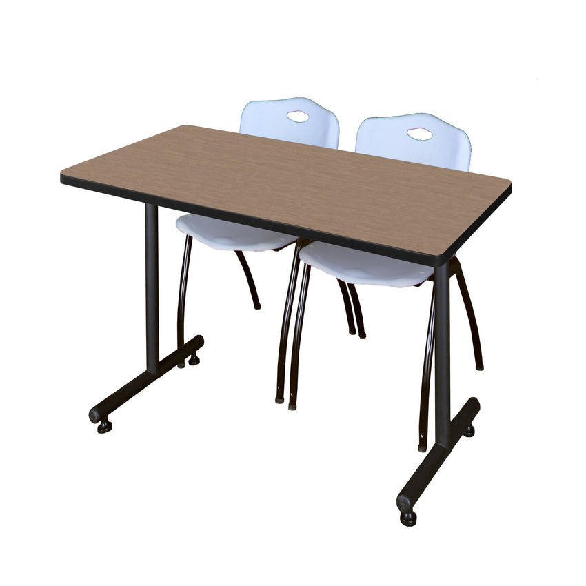Regency Kobe Professional T - Base Training Seminar Table & 2 M Stack Chairs 48"W x 30"D x 29"H (REG - MKTRCT4830 - 2M) - SchoolOutlet
