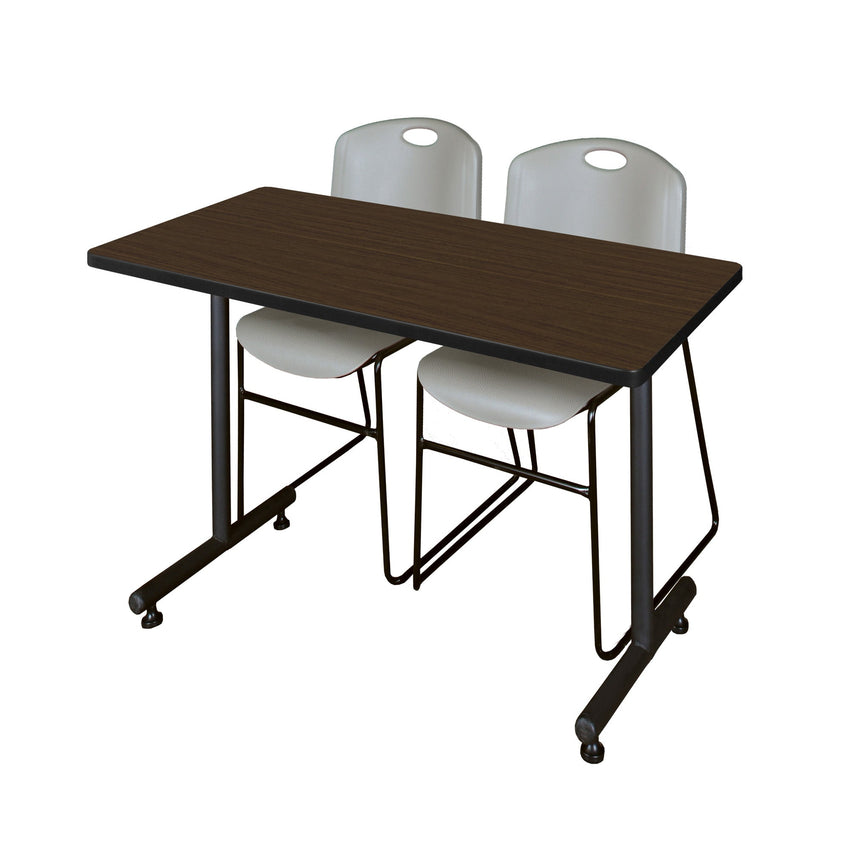 Regency Kobe Professional T - Base Training Table & 2 Zeng Stack Chairs 48"W x 30"D x 29"H (REG - MKTRCT4830 - ZNG) - SchoolOutlet